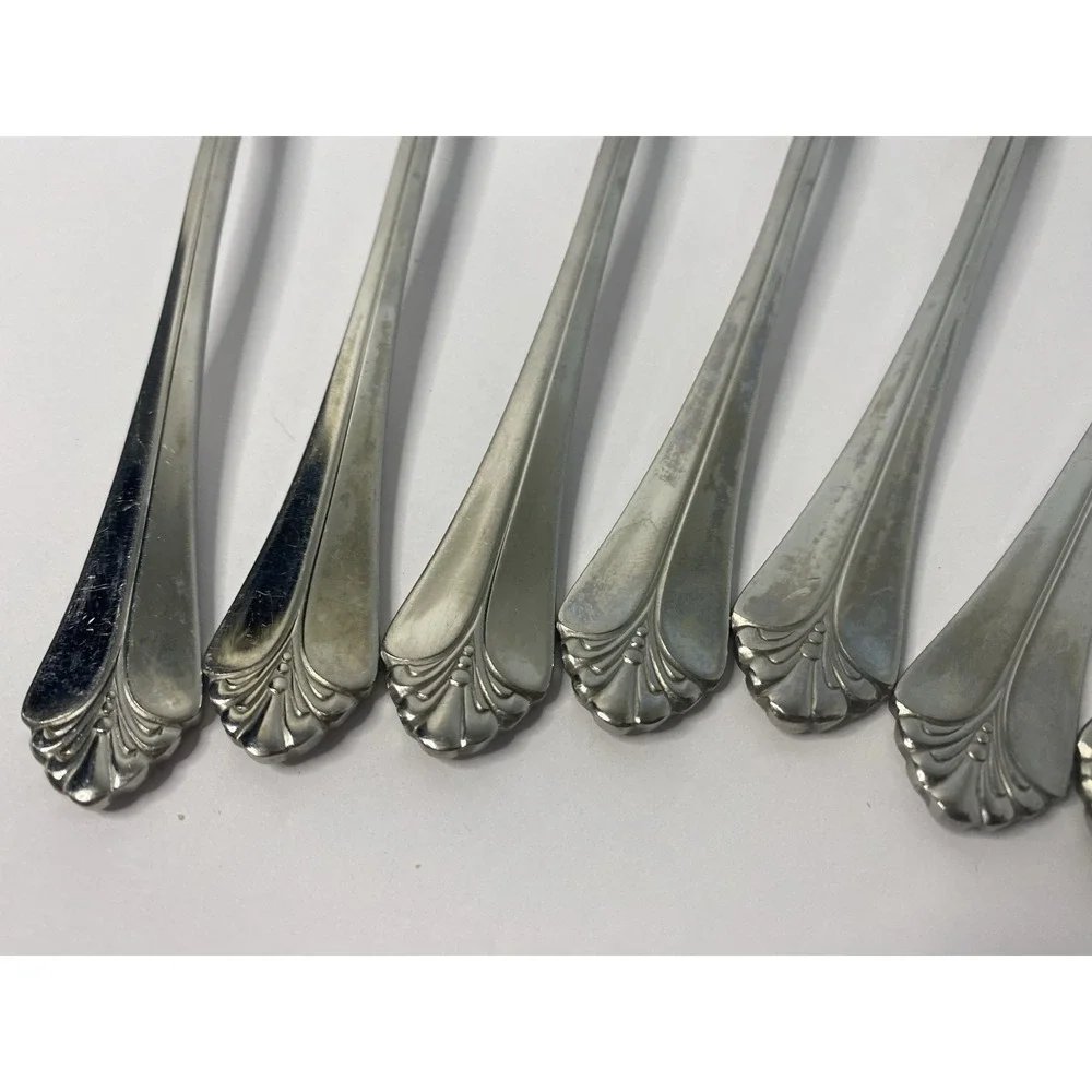 Towle Santa Barbara 18/8 Stainless Flatware Lot of 8 Soup Spoons Glossy China